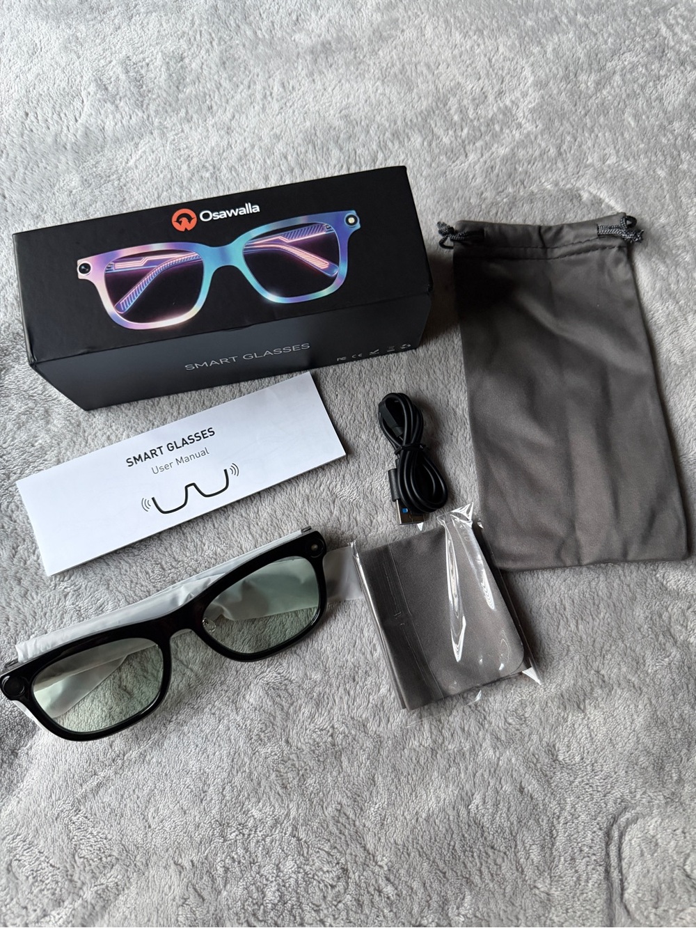 Osawalla Smart Glasses - Black Frame with Green-Tinted Lenses